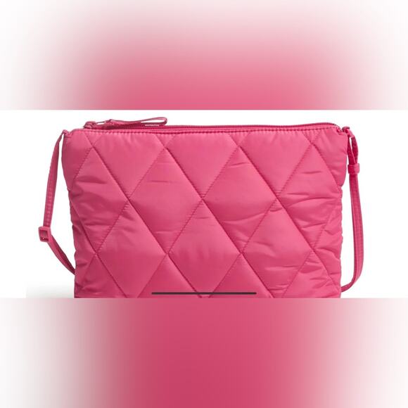 VERA BRADLEY Large Hipster Ultralight Peacock Pink Quilted Crossbody Bag NEW - Picture 1 of 11